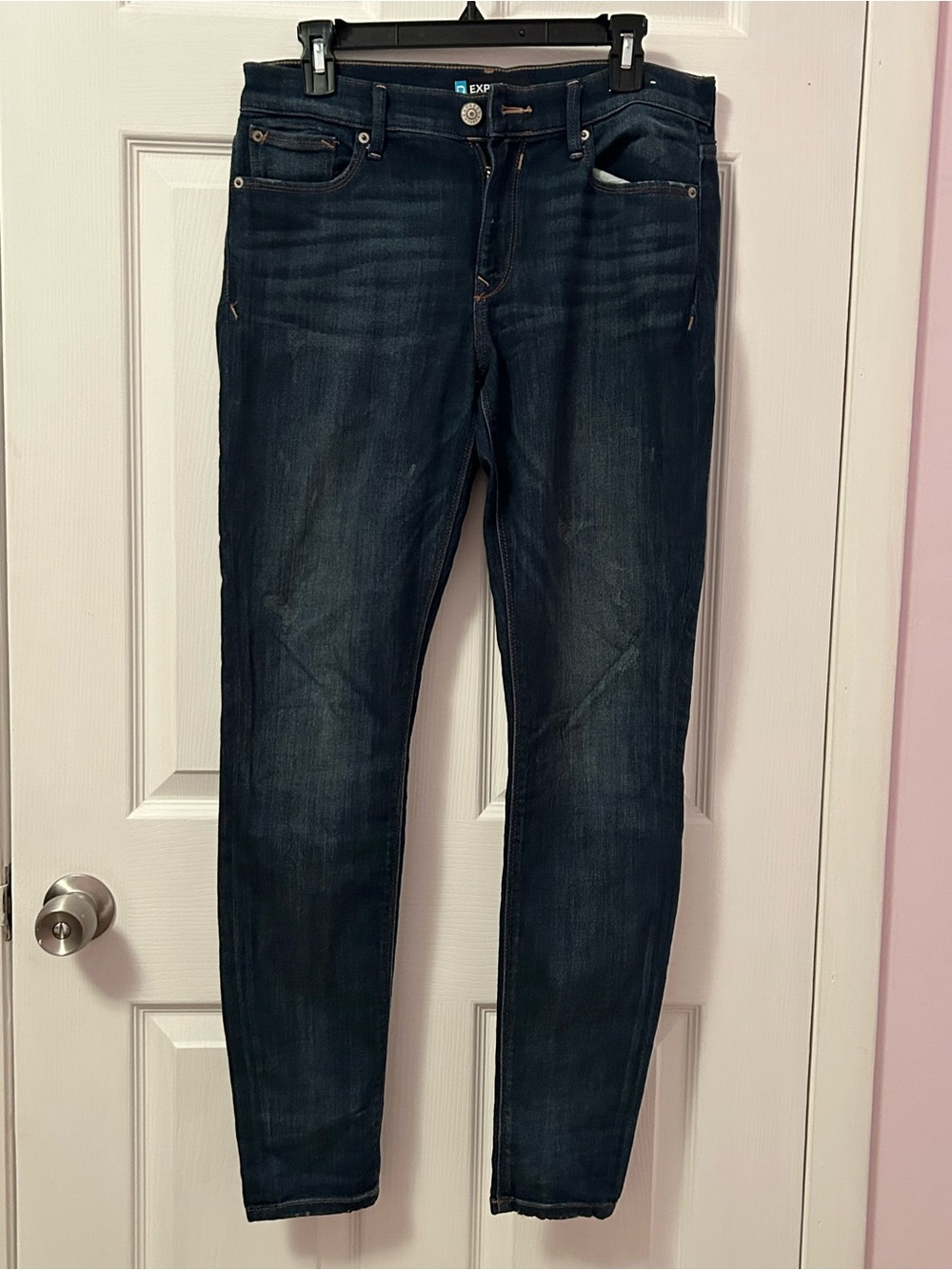 Express Dark Wash Skinny Jeggings — Deep Blue